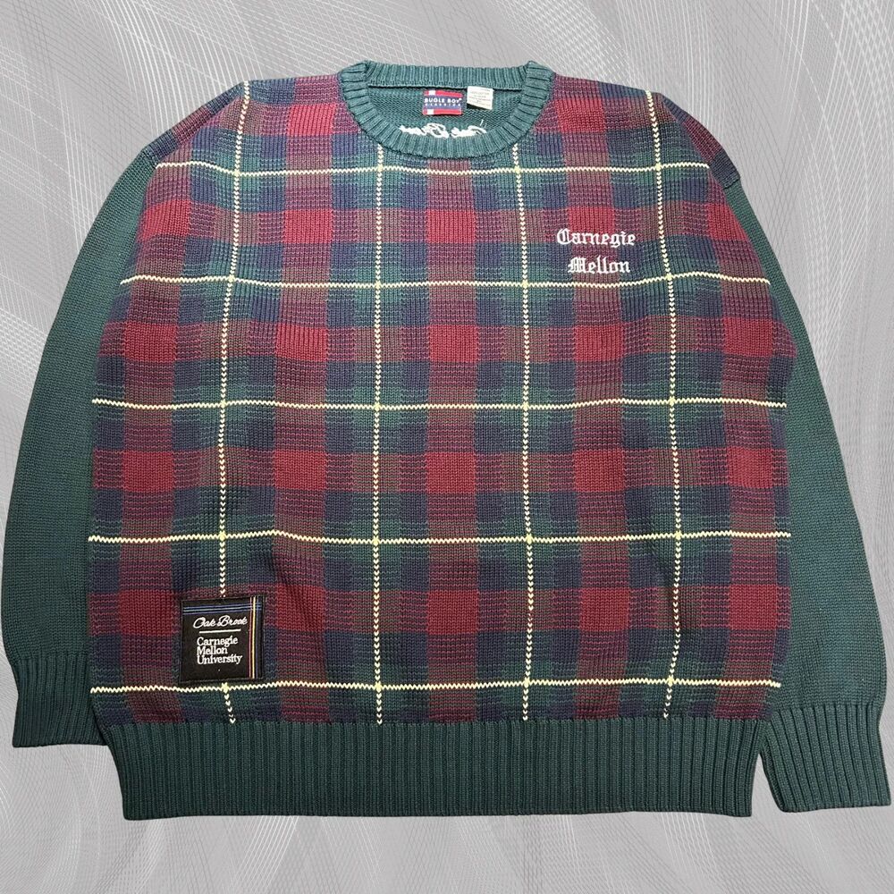 Oak Brook x Carnegie Mellon University Upcycled Tartan Plaid Sweater Size XL